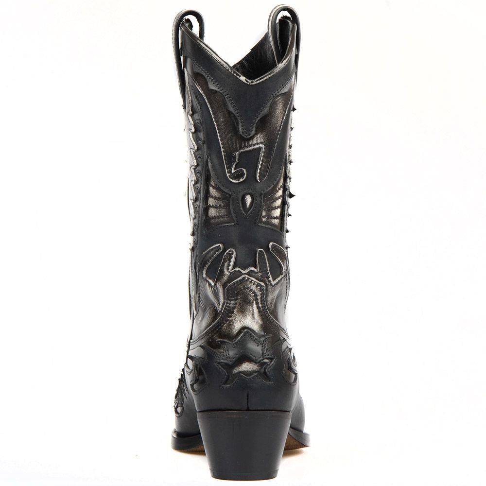 FootCourt Cowboy Boots Black White