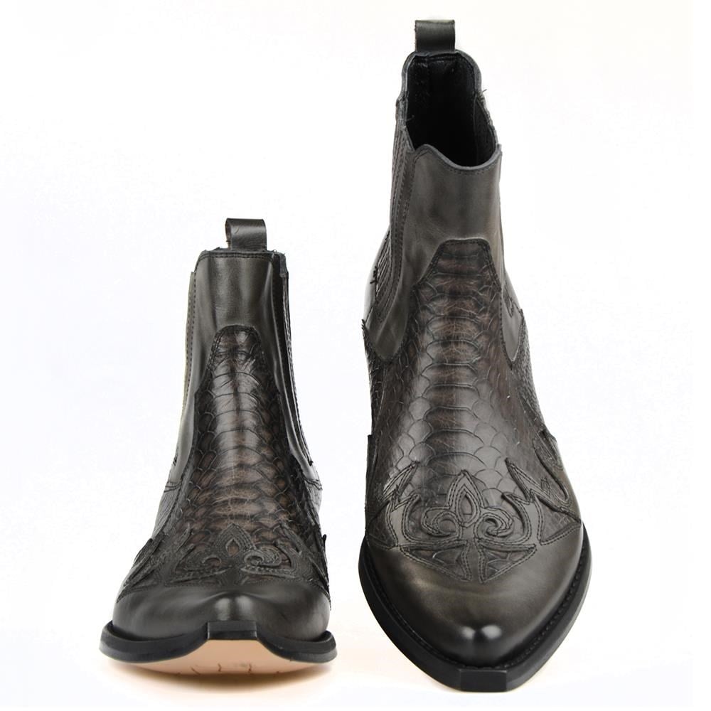 Grey Men's Cowboy Ankle Boots