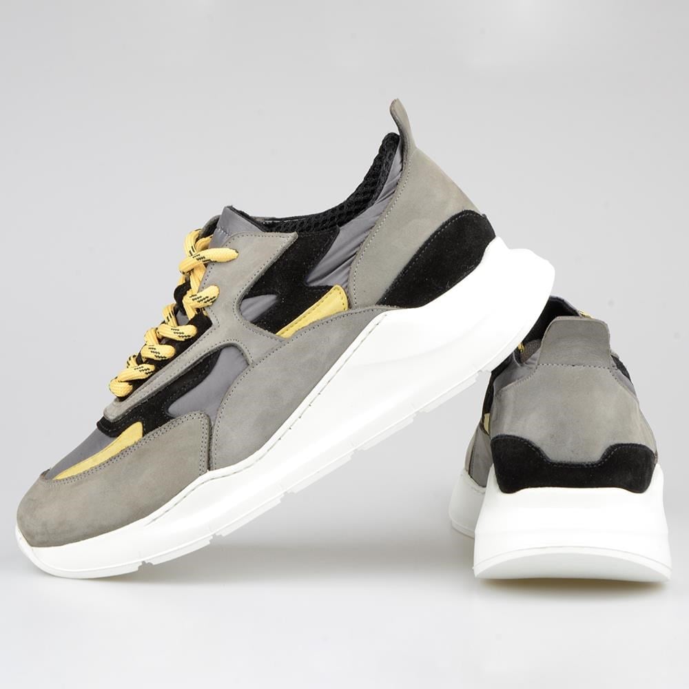 Yellow Grey Women's Sneakers Lace-Up