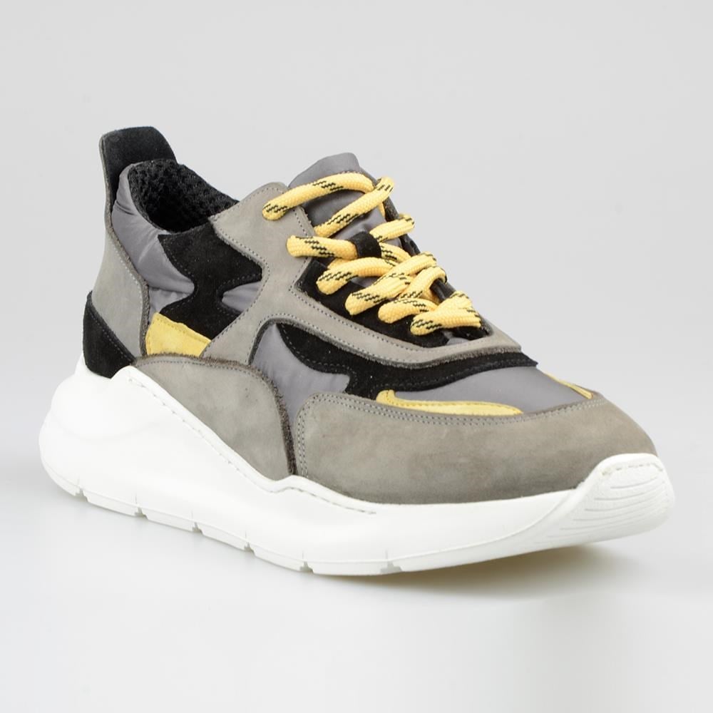 Yellow Grey Women's Sneakers Lace-Up