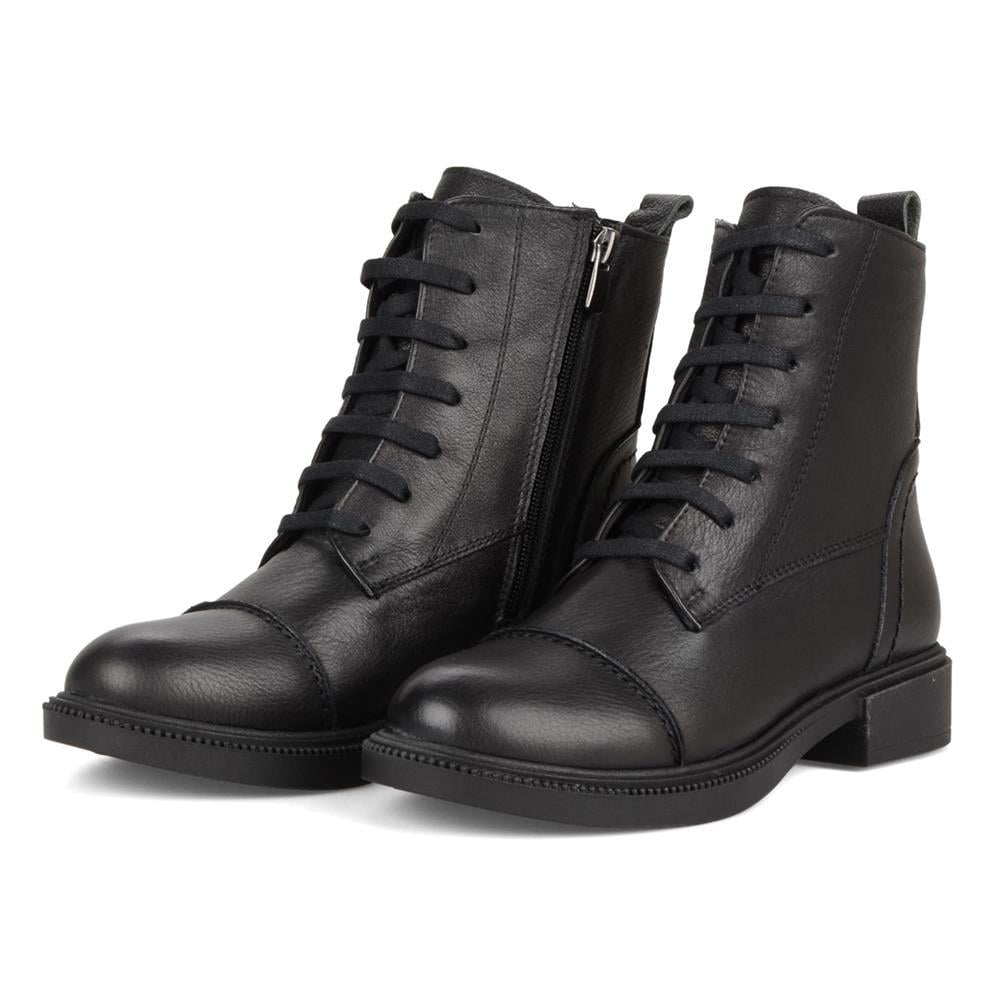Günlük Kadın Bot Siyah Gerçek Deri