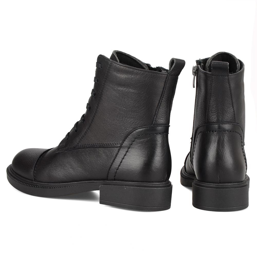 Günlük Kadın Bot Siyah Gerçek Deri