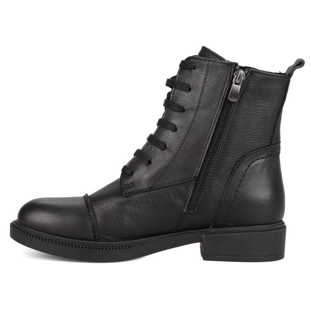 Günlük Kadın Bot Siyah Gerçek Deri