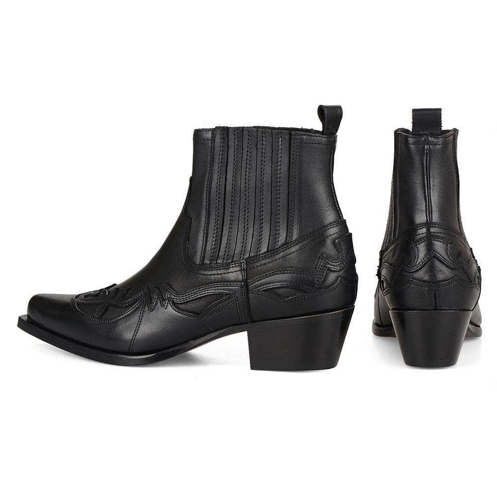 Women Black Cowboy Ankle Boots Bari