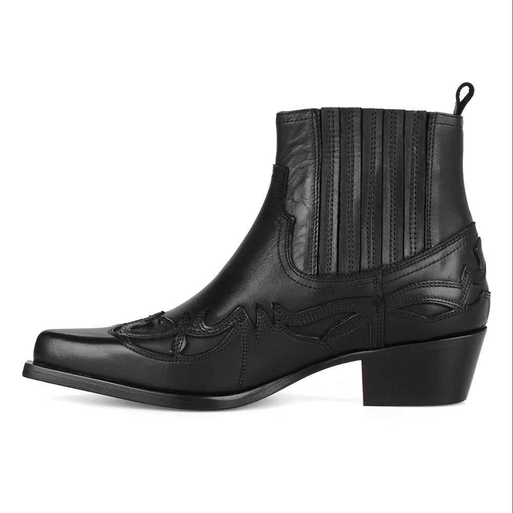 Women Black Cowboy Ankle Boots Bari