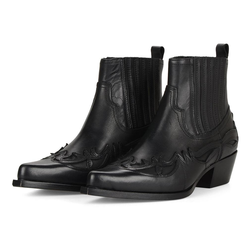 Women Black Cowboy Ankle Boots Bari