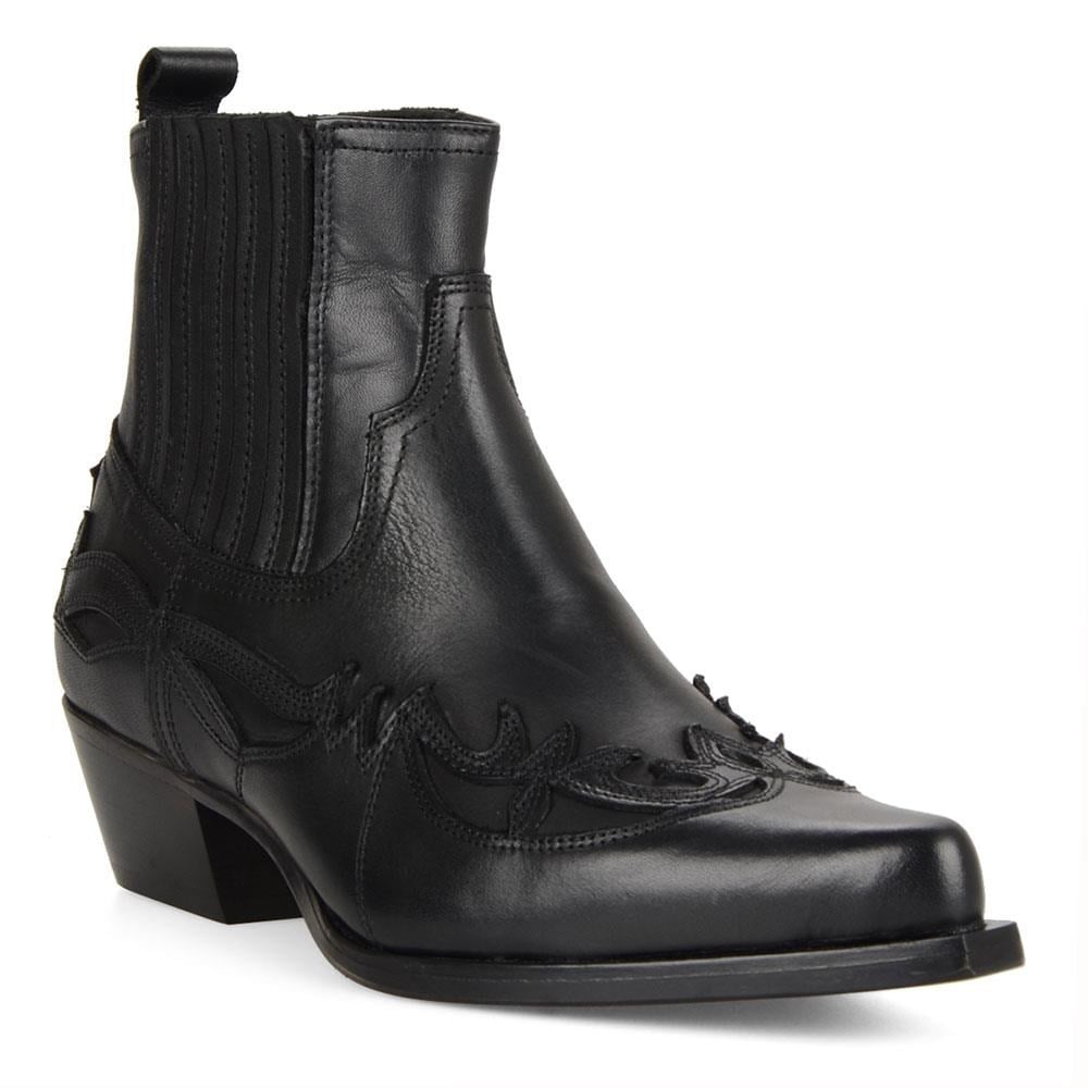 Women Black Cowboy Ankle Boots Bari