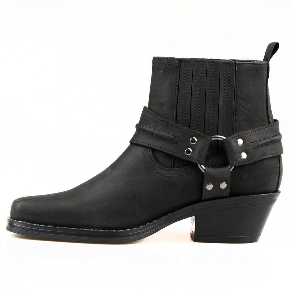 Black Women's Leather Cowboy Ankle Boots