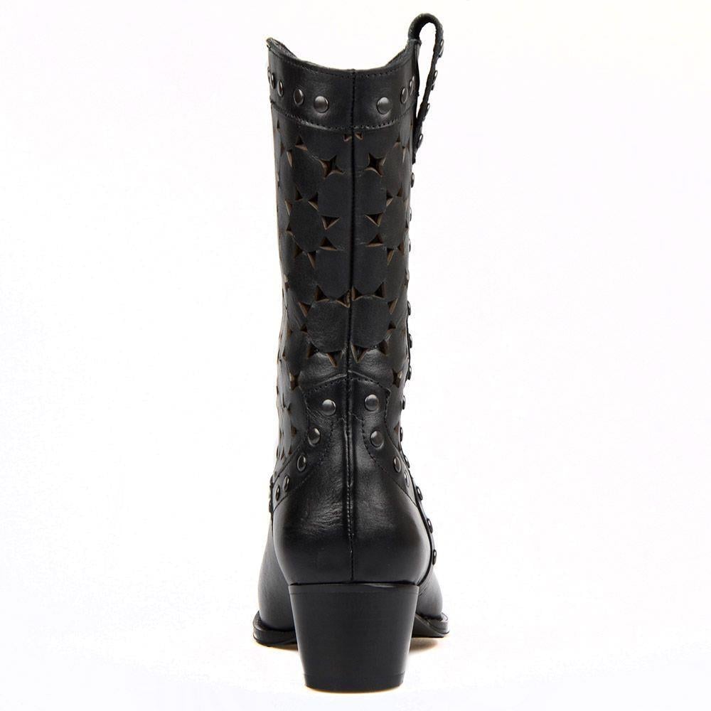 FootCourt Black Cowboy Ankle Boots Summer Black