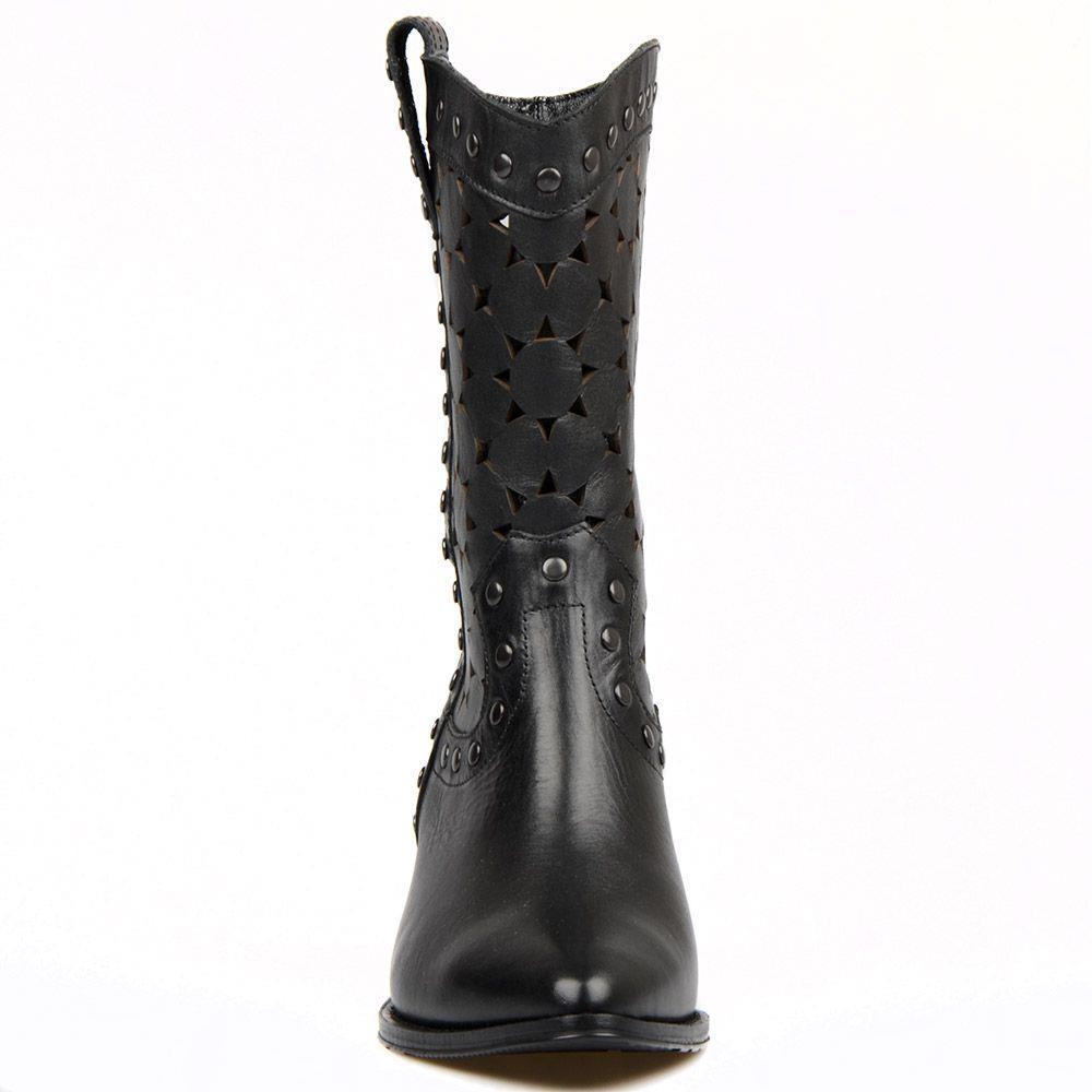 FootCourt Black Cowboy Ankle Boots Summer Black