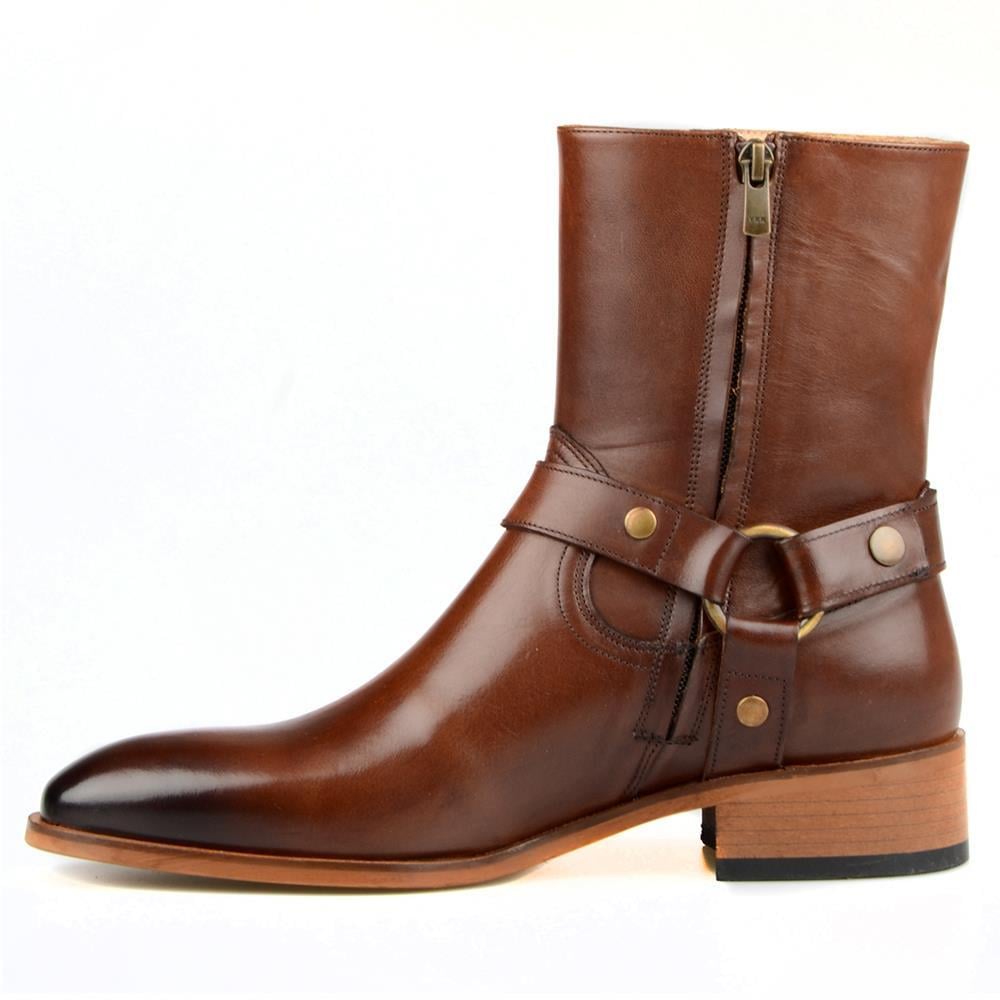 Brown Leather Chelsea Men Boots