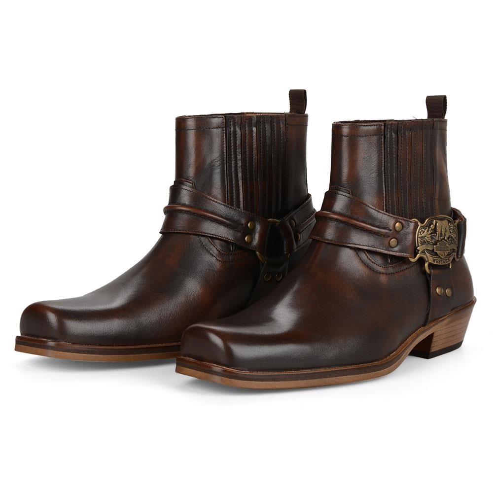 Brown Leather Biker Boots