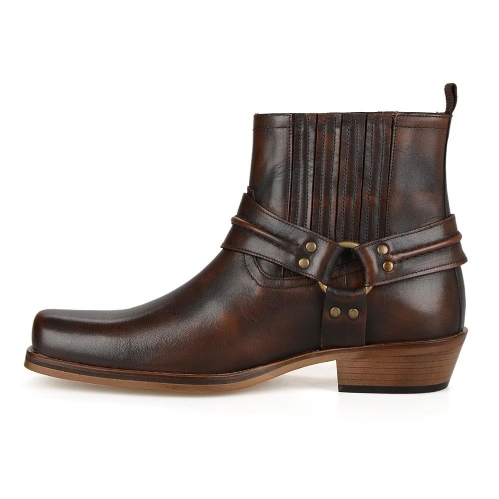 Brown Leather Biker Boots