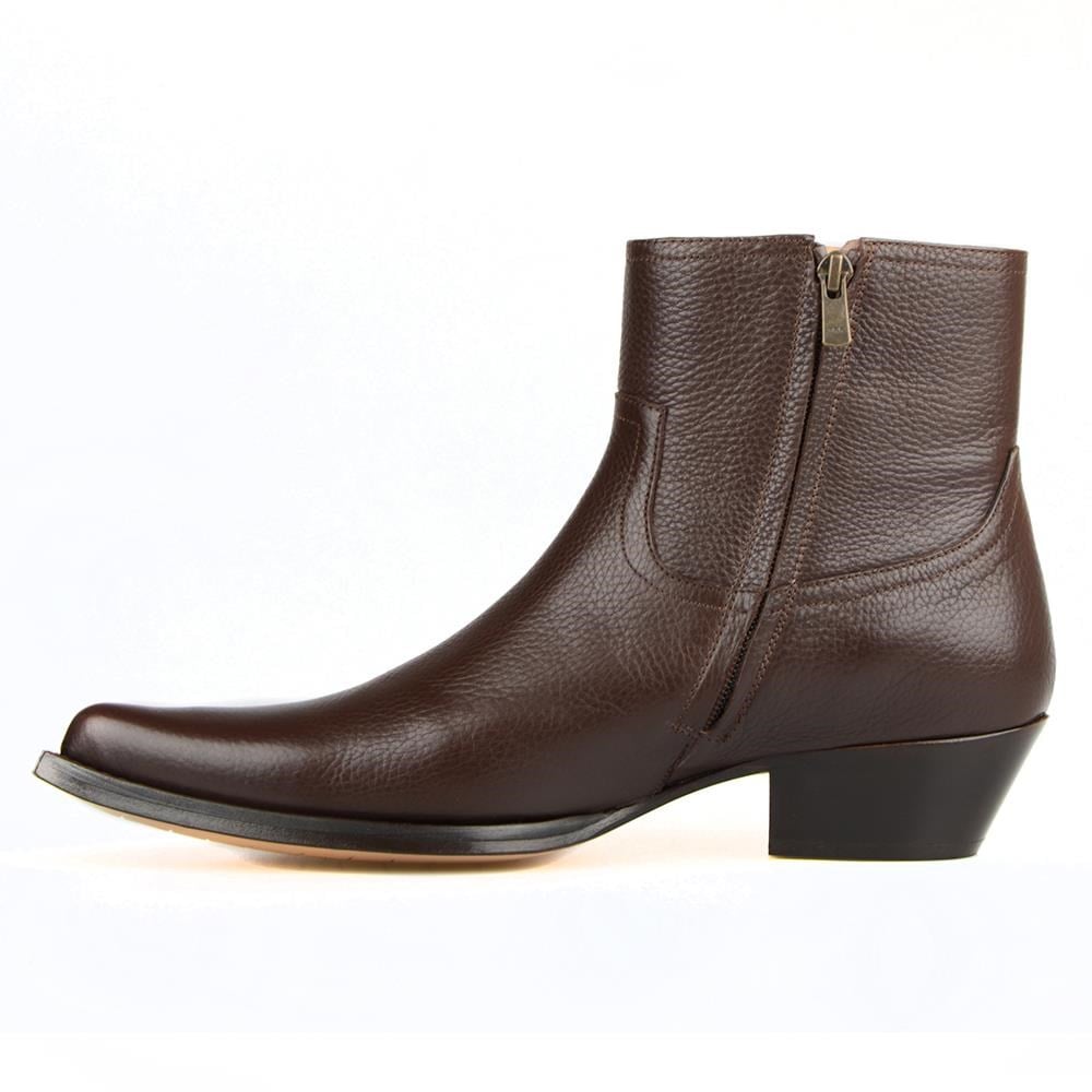 Brown Leather Men's  Cowboy Ankle Boots