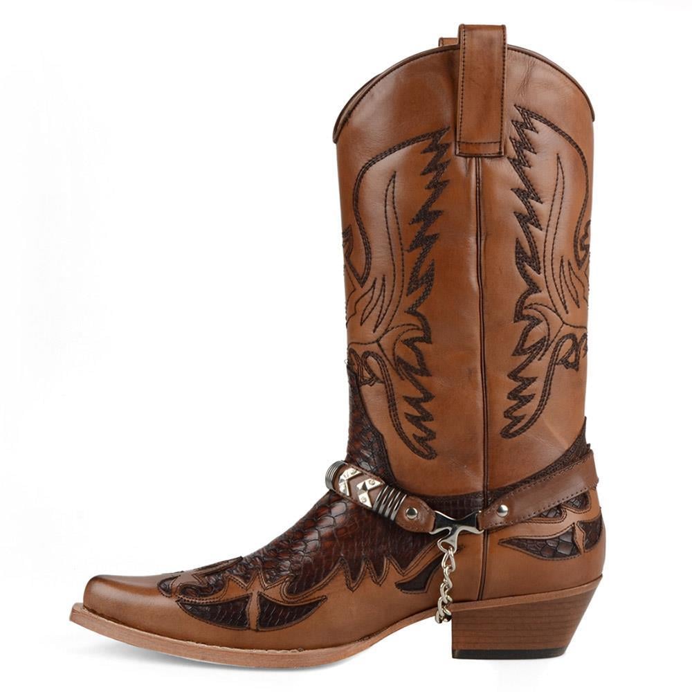 Brown Leather Men Cowboy Boots