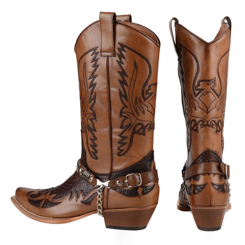 Brown Leather Men Cowboy Boots