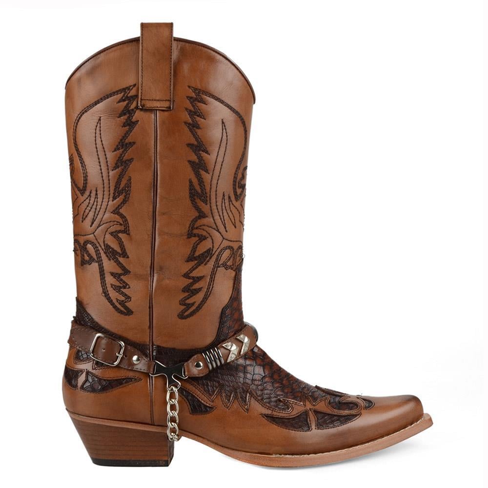Brown Leather Men Cowboy Boots