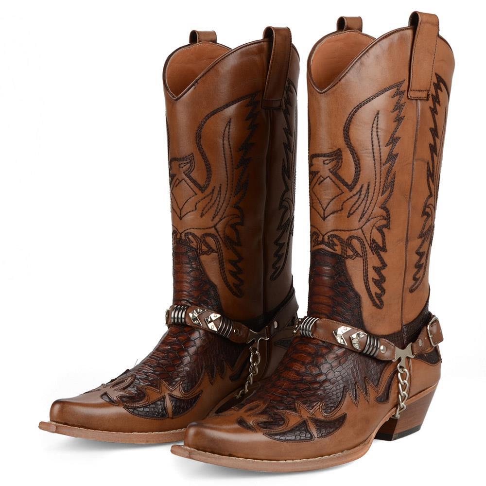 Brown Leather Men Cowboy Boots