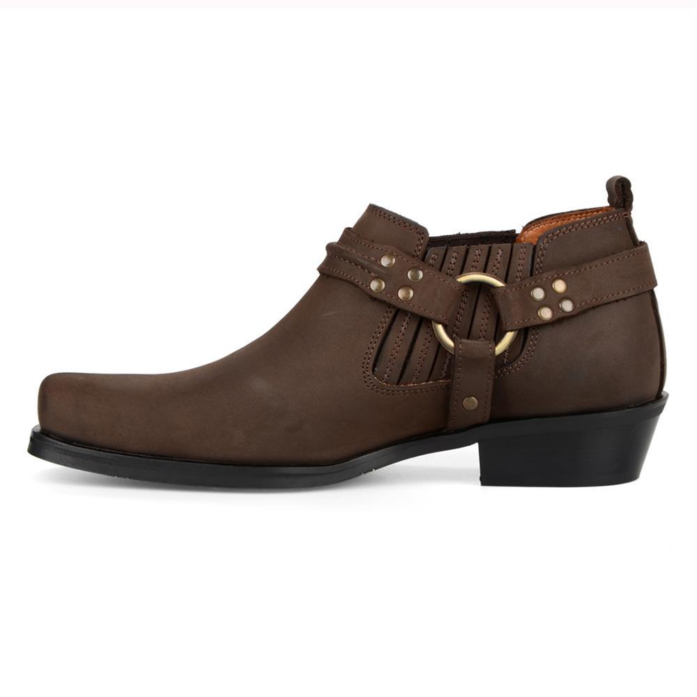 Kahverengi Küt Burun Motorcu Ayakkabısı