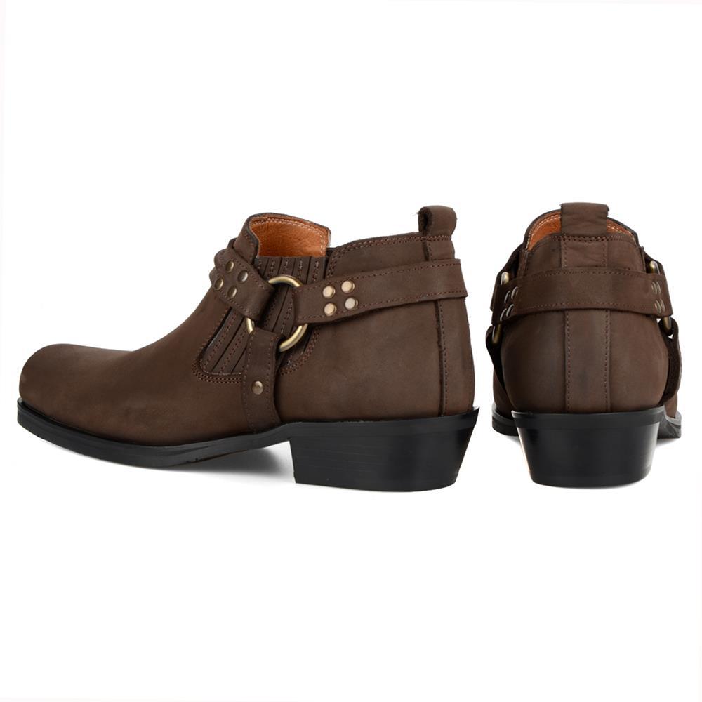 Kahverengi Küt Burun Motorcu Ayakkabısı