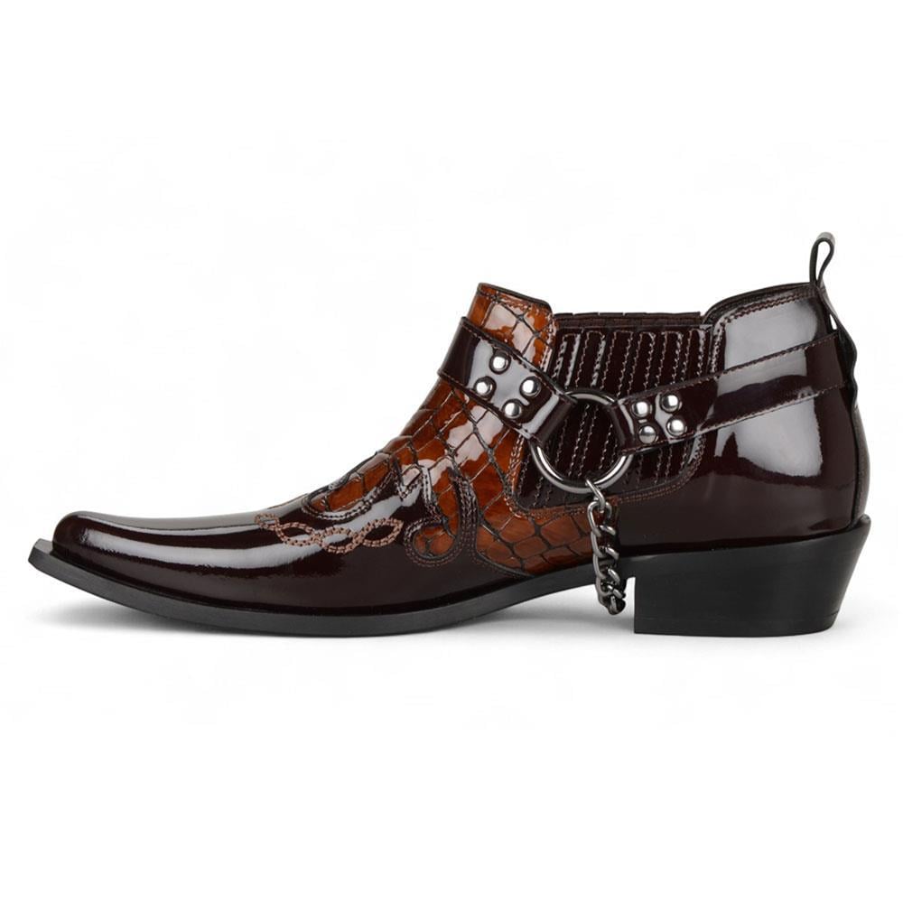 FootCourt Cowboy Shoes Coffee Patent Leather