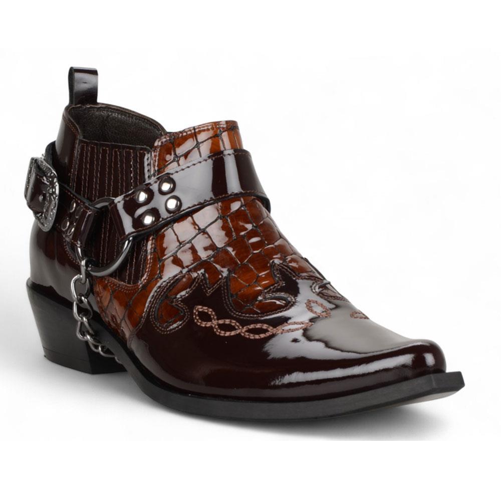 FootCourt Cowboy Shoes Coffee Patent Leather