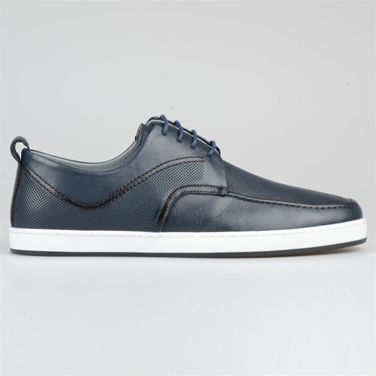 Dark Blue Men's Leather Lace Up Shoes