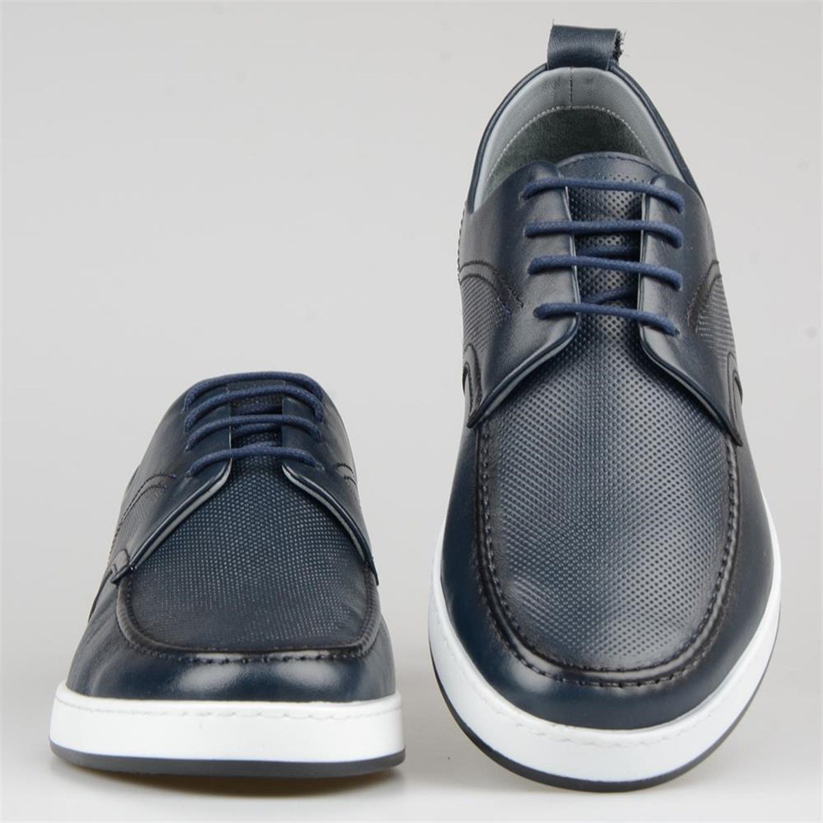 Dark Blue Men's Leather Lace Up Shoes