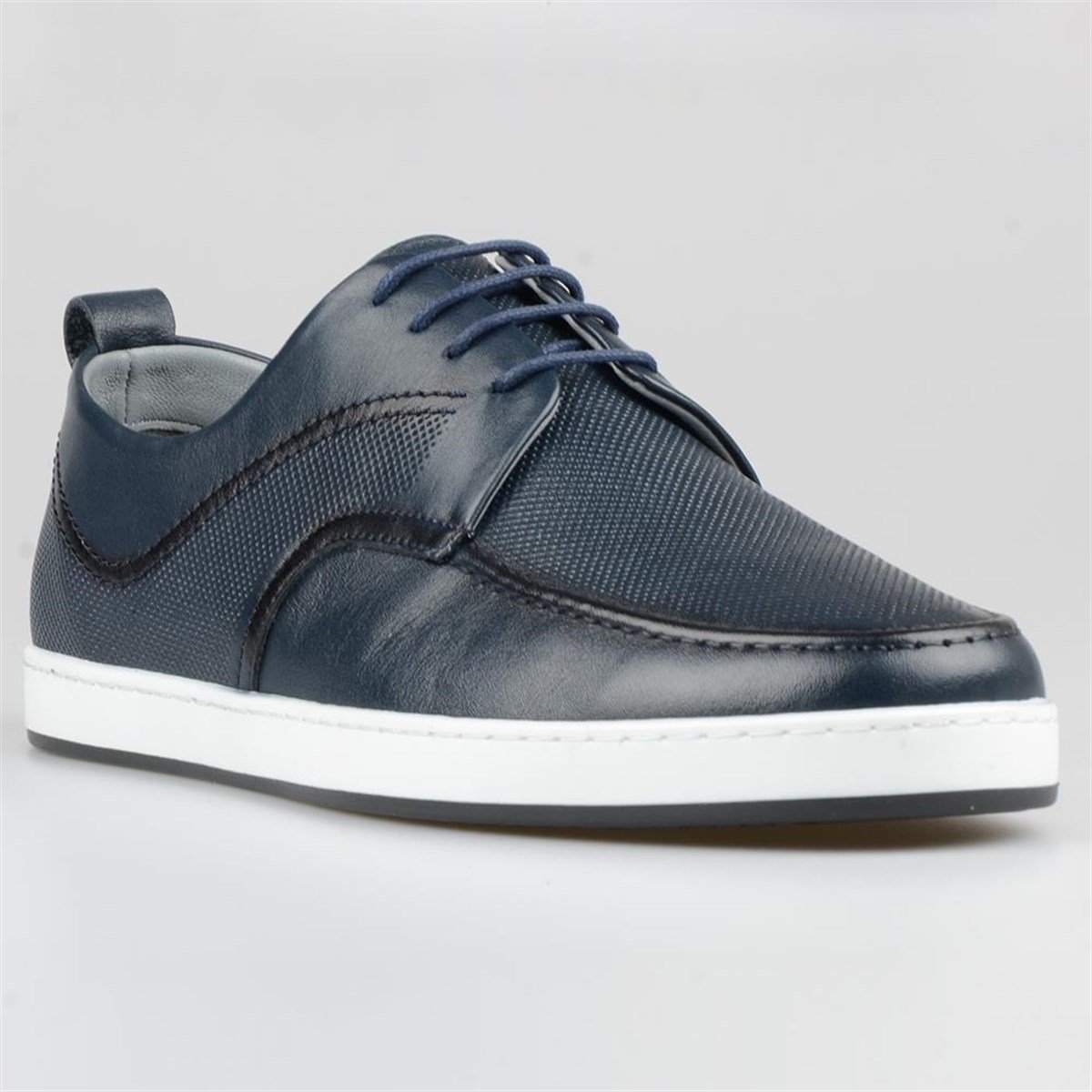 Dark Blue Men's Leather Lace Up Shoes