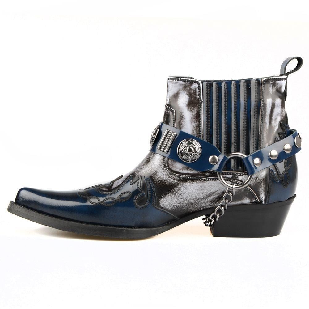 FootCourt Cowboy Boots For Men Dark Blue