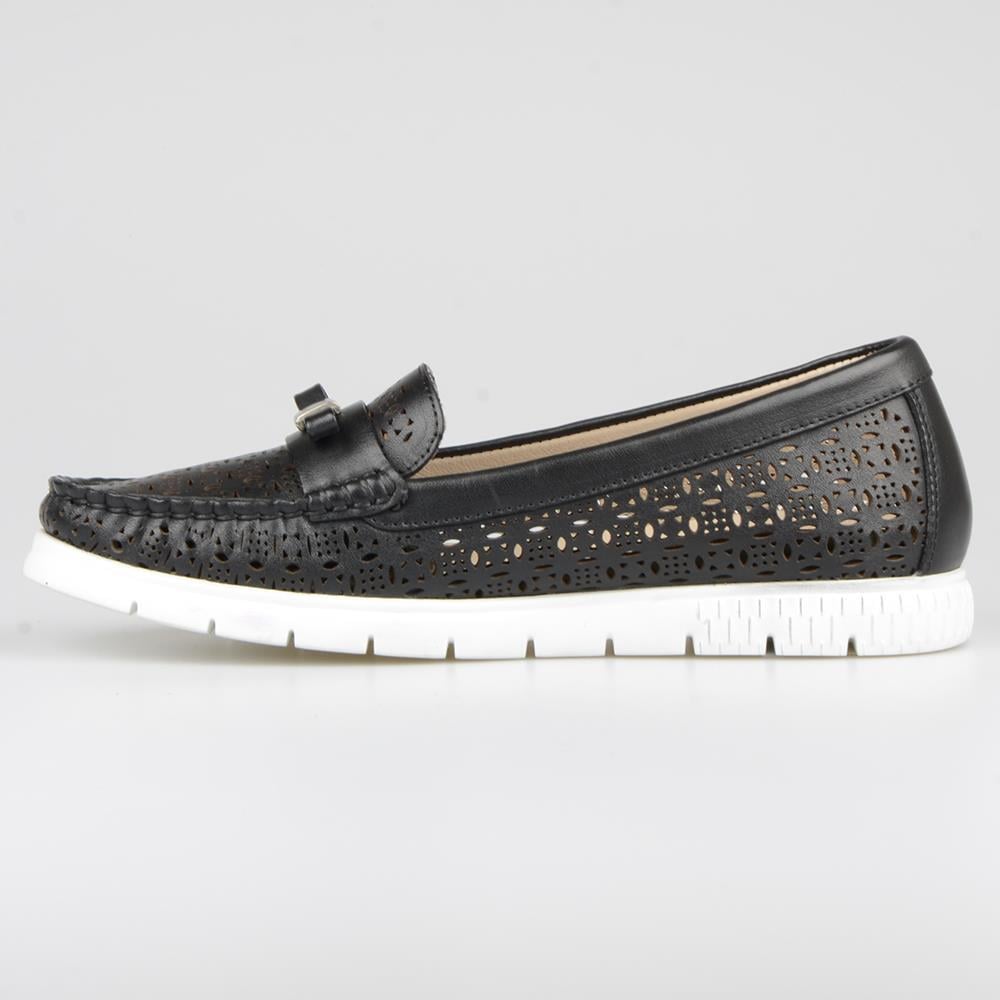 Black Women's Laser Pattern Loafers