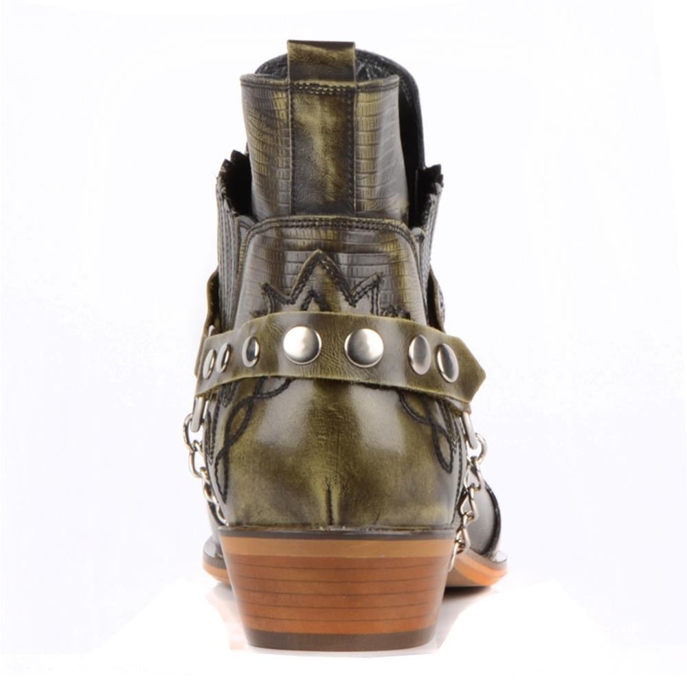FootCourt Cowboy Ankle Boots (Western) Green