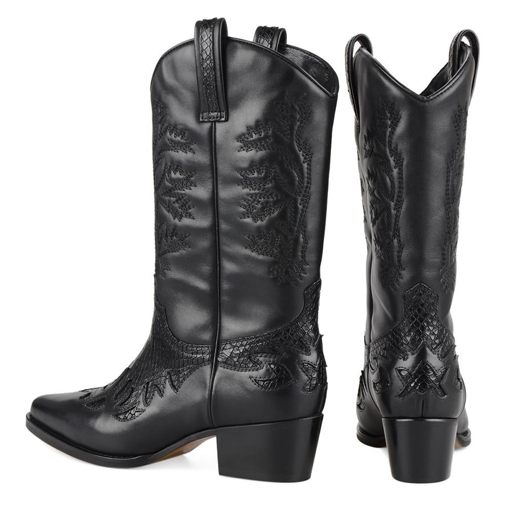 FootCourt Cowboy Boots Black