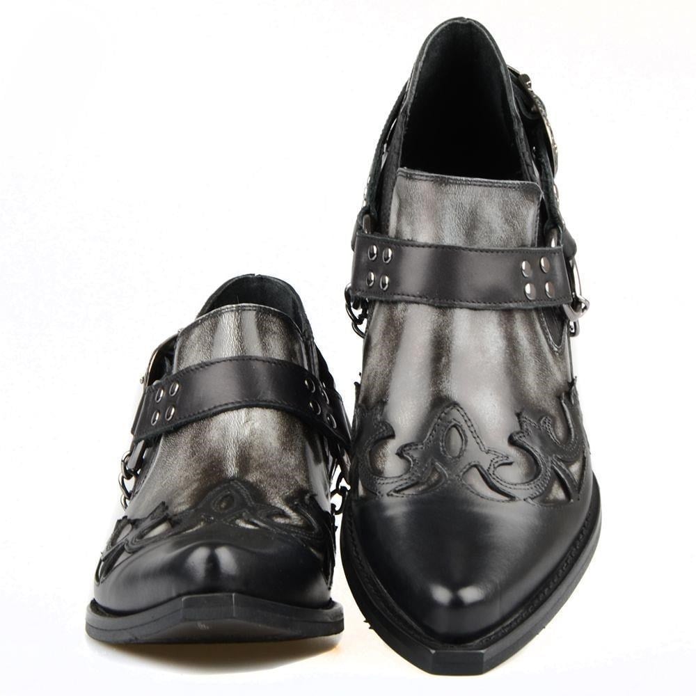 FootCourt Black and White Cowboy Shoes