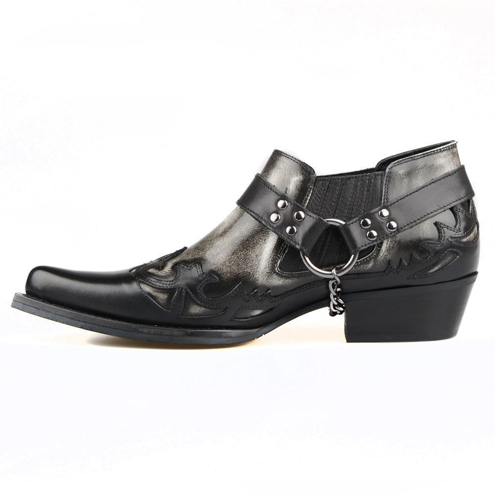 FootCourt Black and White Cowboy Shoes