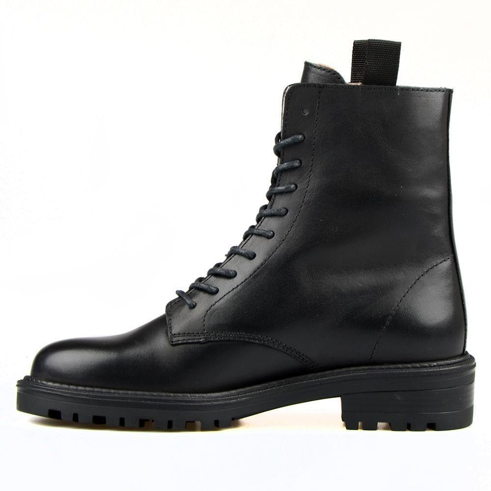 Women's Military Boots Lace Up Ankle Boots Black