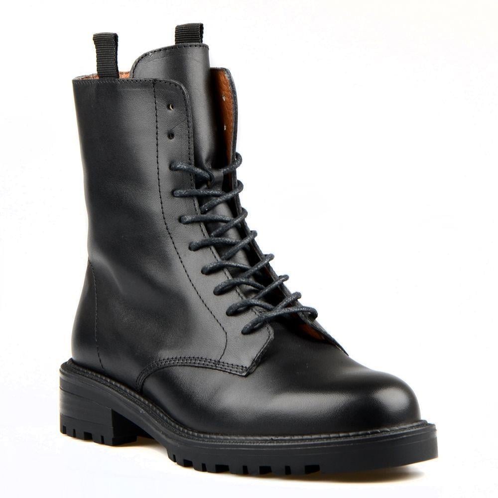 Women's Military Boots Lace Up Ankle Boots Black