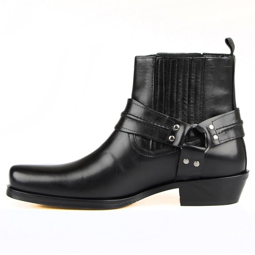 Black Leather Biker Boots Black