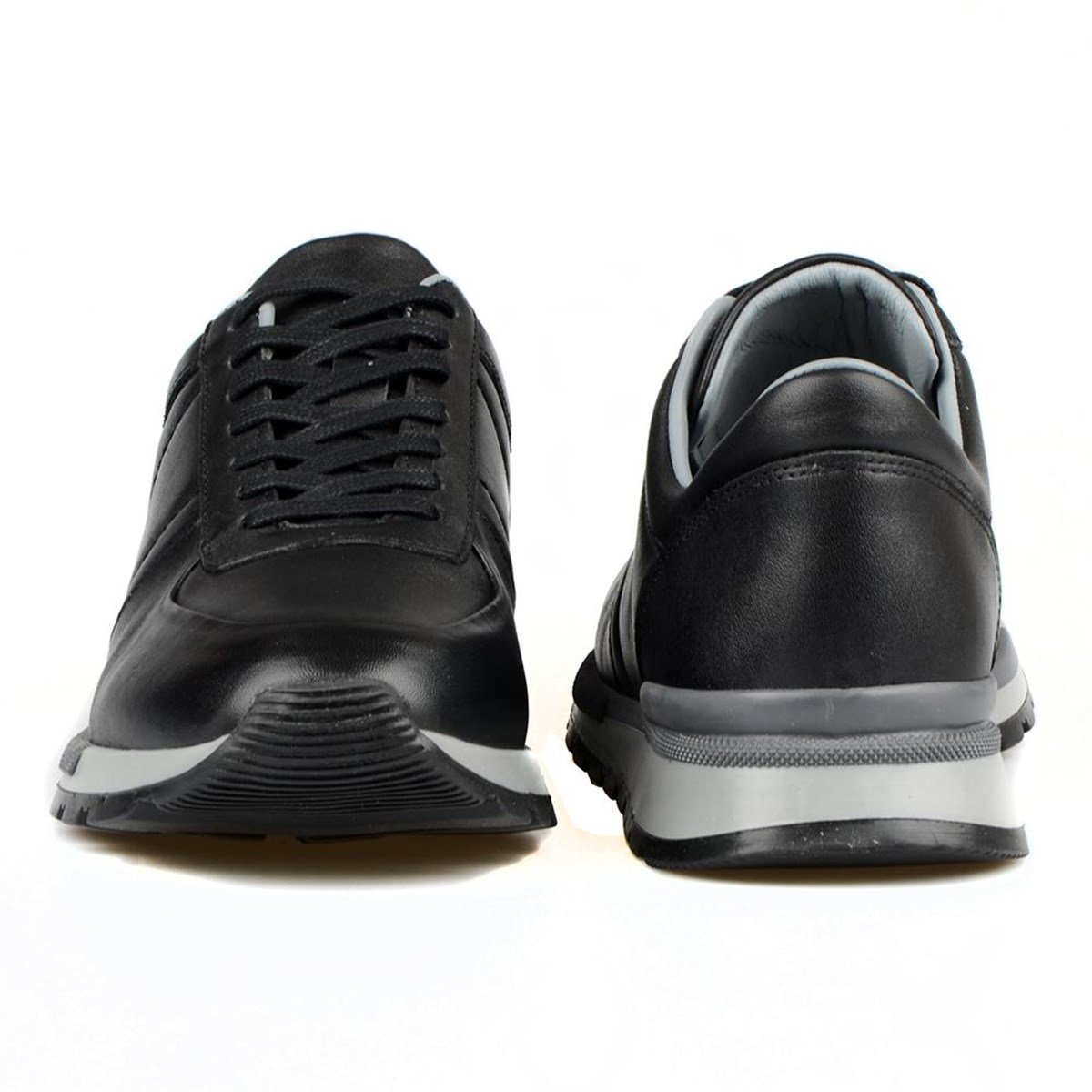 Black Leather Men's Sneakers