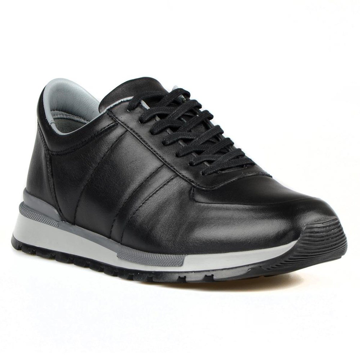 Black Leather Men's Sneakers