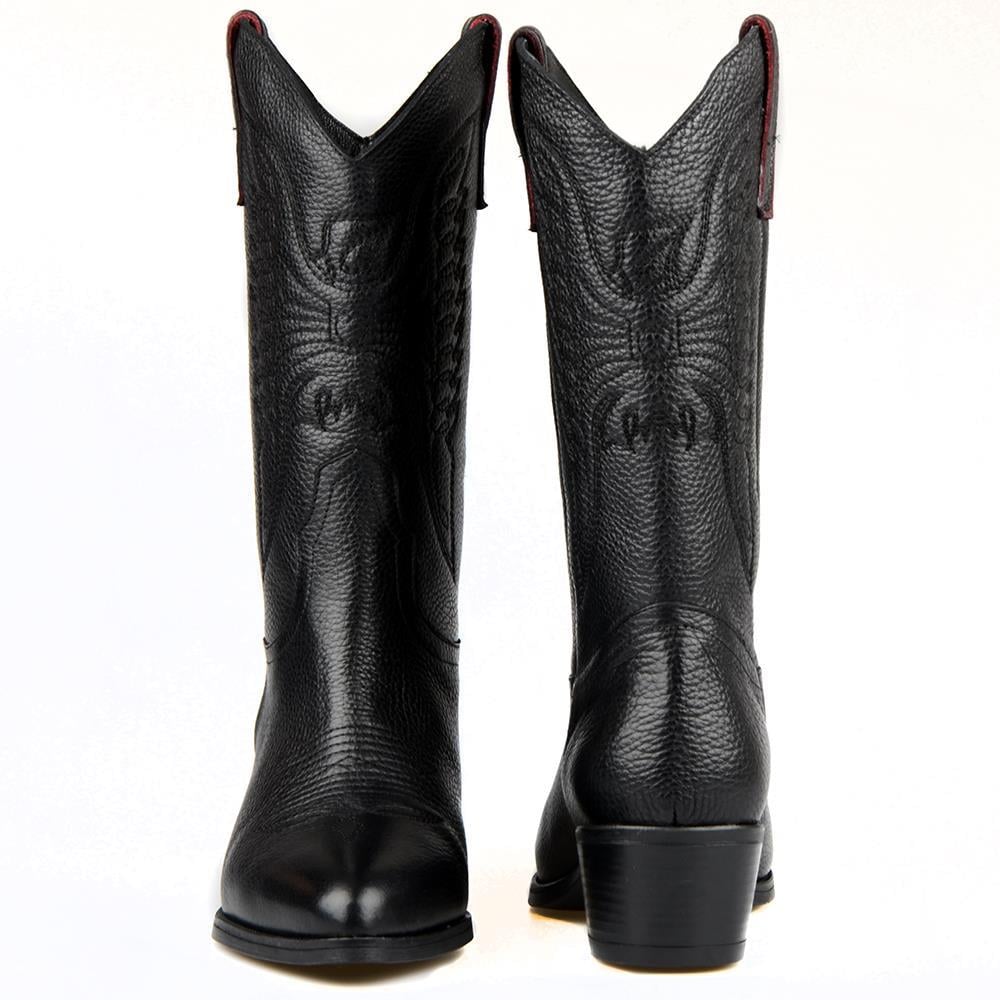 Black Women's Leather Cowboy Boots