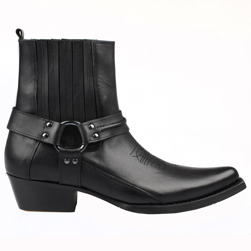 FootCourt Men's Black Western Boots Black