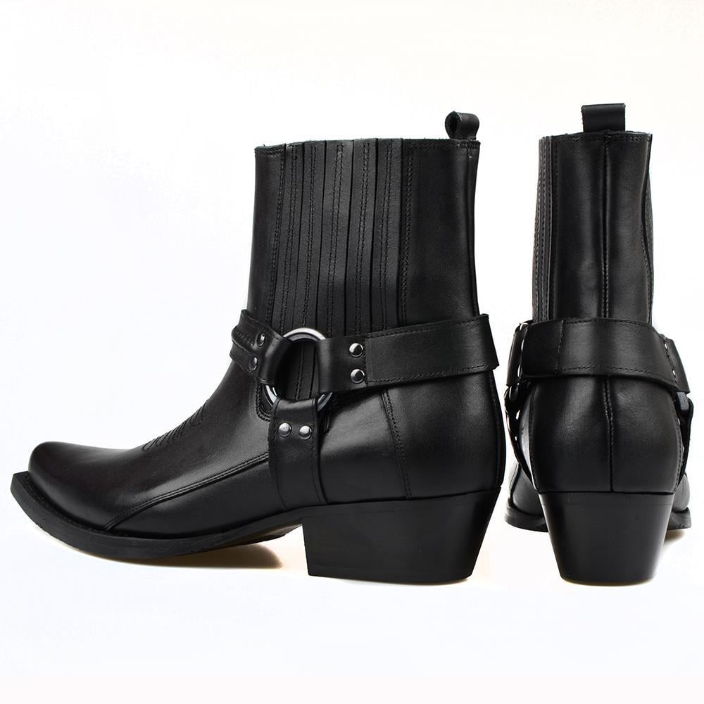 FootCourt Men's Black Western Boots Black