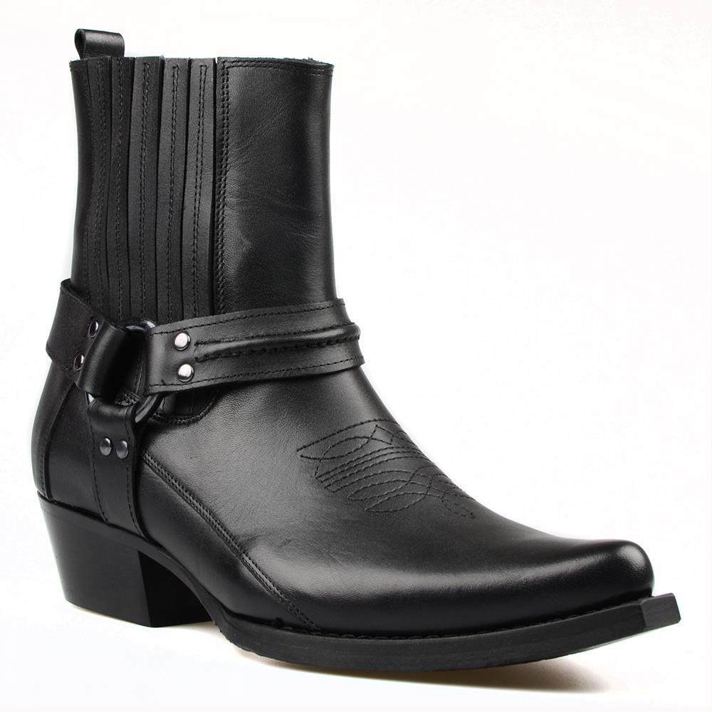 FootCourt Men's Black Western Boots Black