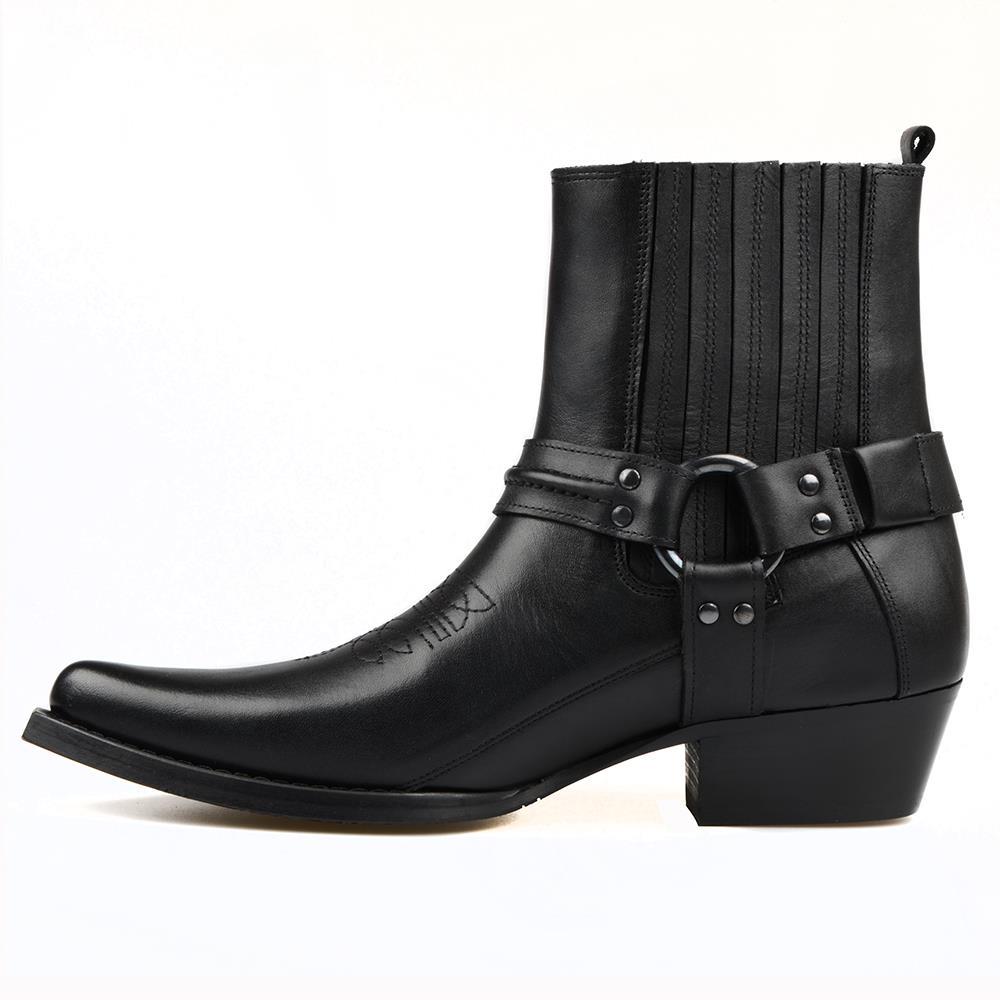 FootCourt Men's Black Western Boots Black