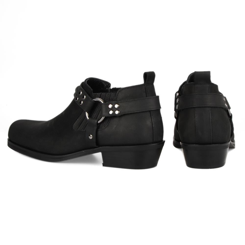 Black Leather Biker Shoes
