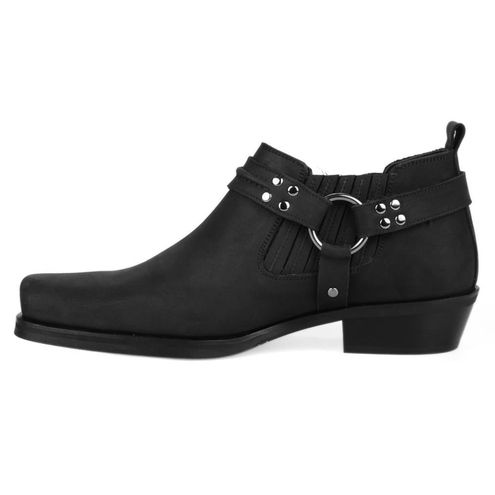 Black Leather Biker Shoes