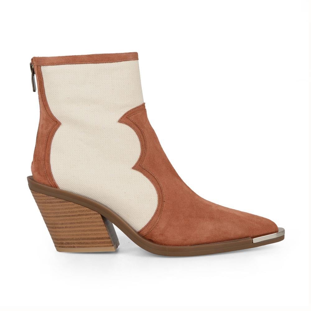 Tan Suede Canvas Summer Women Cowboy Boots