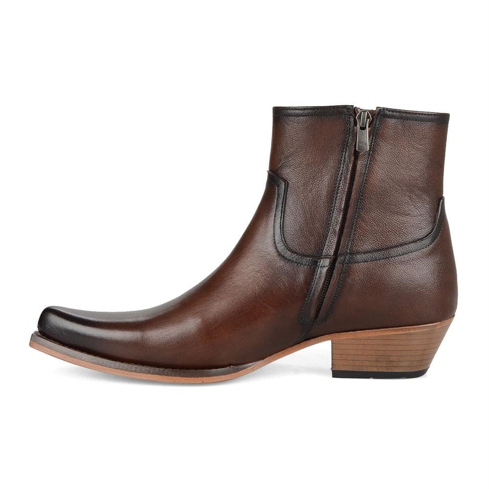 Tan Leather Men's Cowboy Ankle Boots