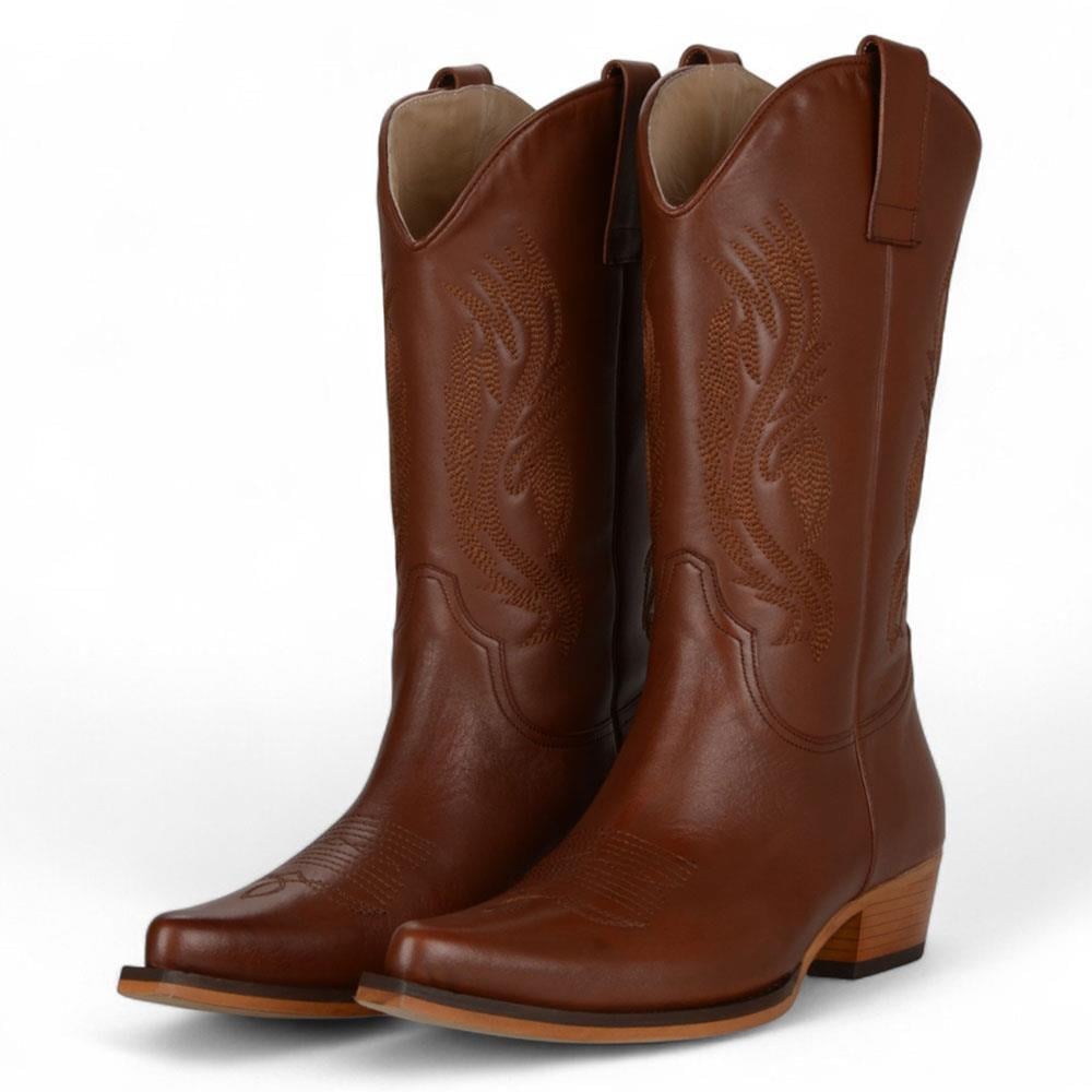 Tan Vintage Leather Men's Cowboy Boots